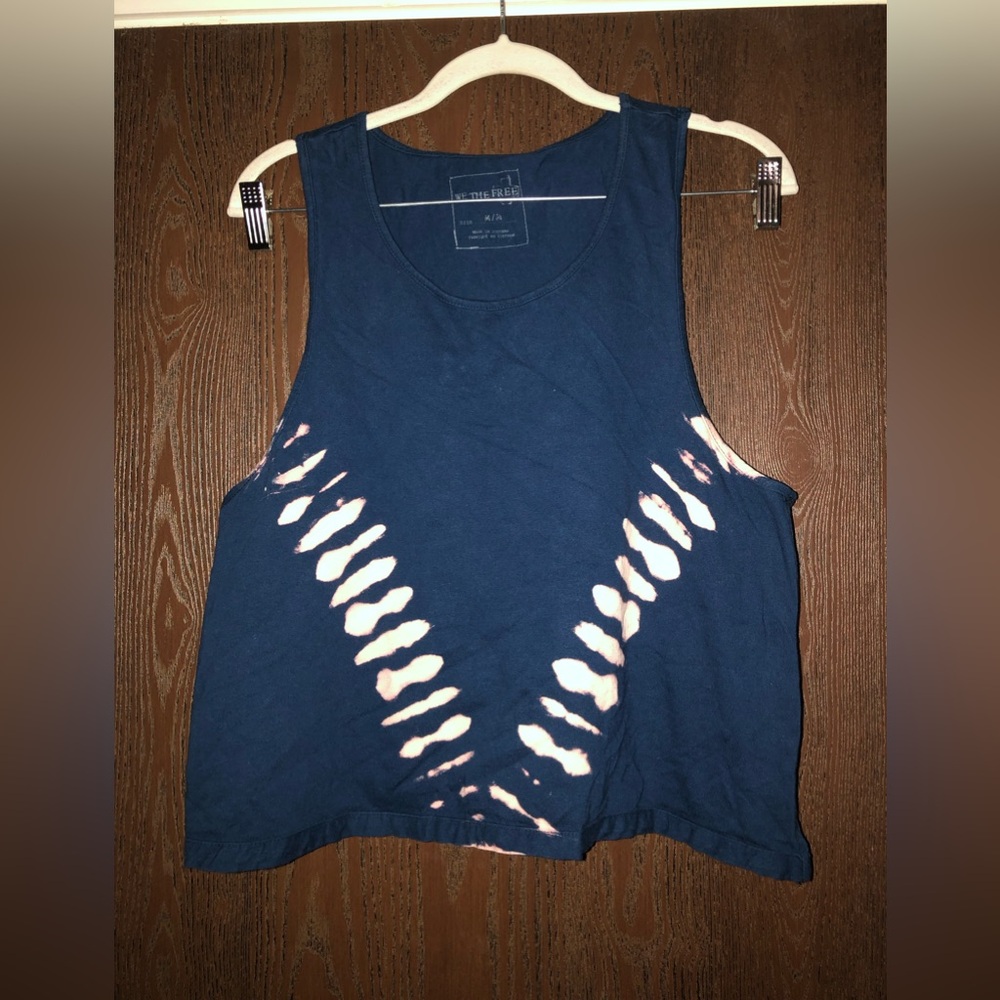 Free People Tie-Dye black and Cream Tank Top